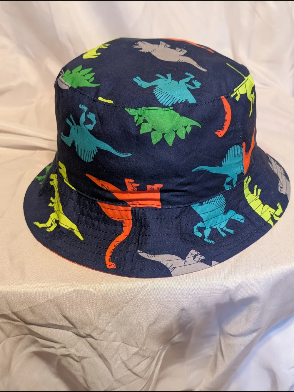 Carter's  Reversible Navy Bucket Hat with Bright Dinosaur Prints